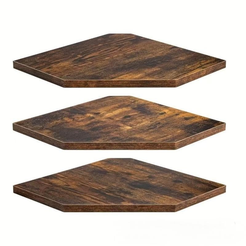 Rustic Floating Corner Shelves Wall Mounted, Set of 3 Space-Saving Wood Display Shelves for Living Room, Bedroom, Bathroom and Kitchen Storage Organizer Modern Farmhouse Brown - Image 1