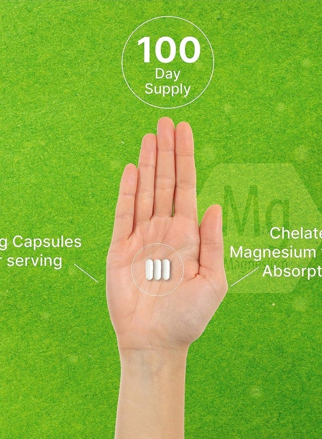 DEAL SUPPLEMENT سترات المغنيسيوم 400 ملغ لكل حصة، 300 كبسولة نباتية – مخلب، سهلة الامتصاص، معدن نقي – دعم العضلات، القلب، والهضم – غير معدّل وراثياً - Image 5