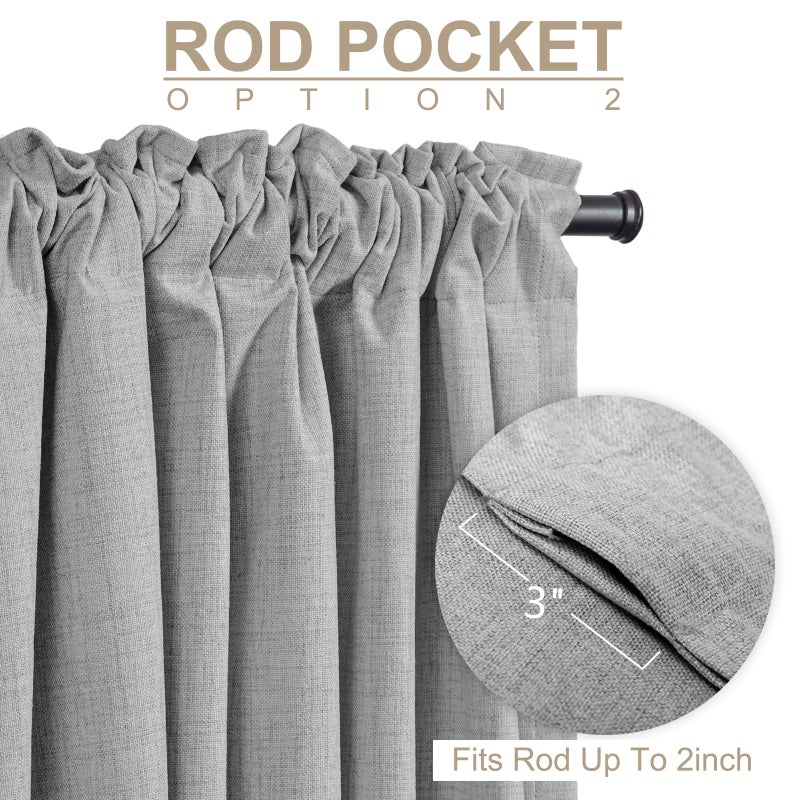 100% Blackout Shield Linen Blackout Curtains for Bedroom 96 Inches Long, Back Tab/Rod Pocket Living Room Drapes, Thermal Insulated Blackout Curtains 2 Panels Set, 50" W x 96" L, Plaza Taupe - Image 4