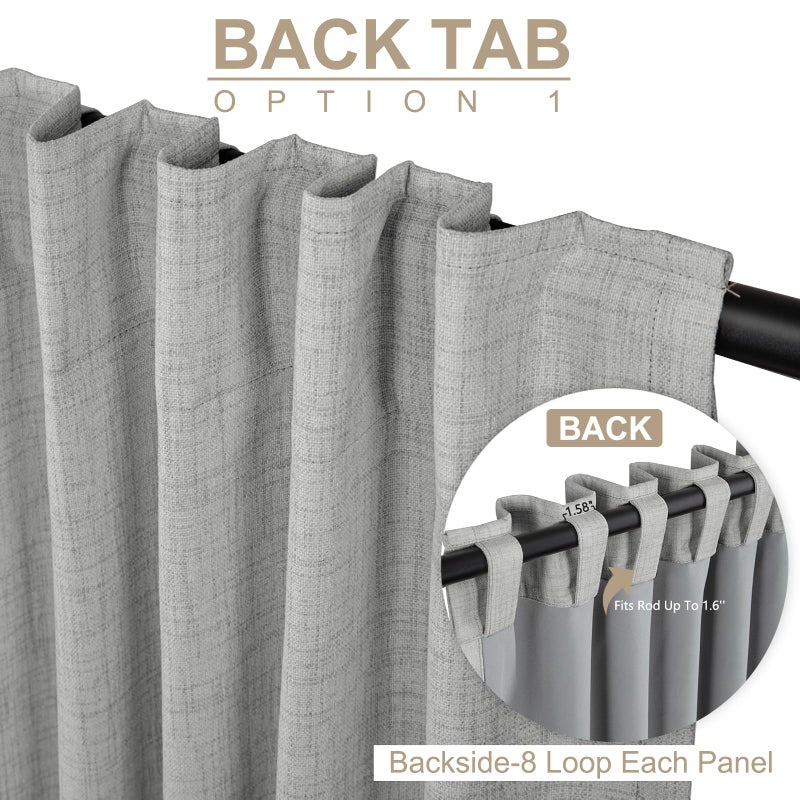 100% Blackout Shield Linen Blackout Curtains for Bedroom 96 Inches Long, Back Tab/Rod Pocket Living Room Drapes, Thermal Insulated Blackout Curtains 2 Panels Set, 50" W x 96" L, Plaza Taupe - Image 3