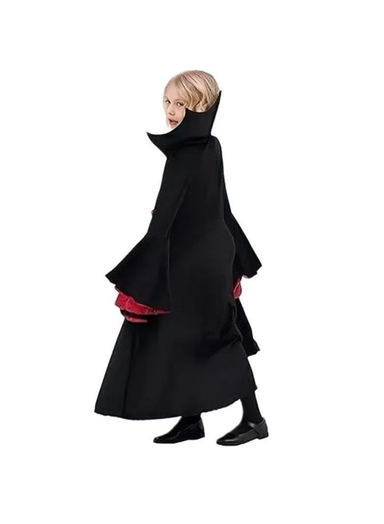 CityRiya-Long Kids Vampire & Witch Costume for Girls, Halloween Gothic Fancy Dress with Hood, Children's Dress Up Outfit for Vampire Witch Cosplay (Ages 4-10, S) - Image 5