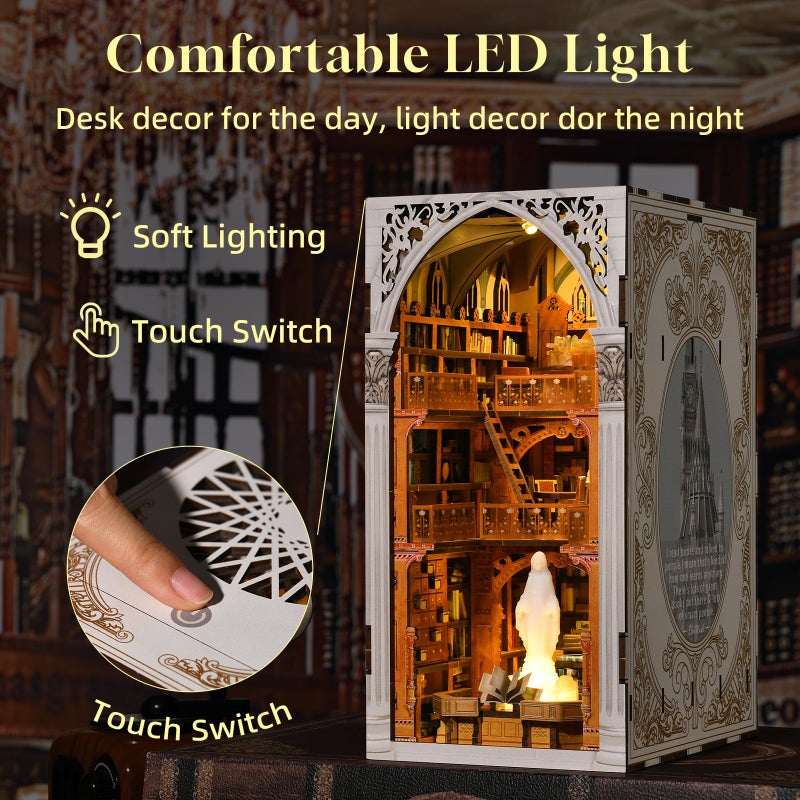 MiniCity Book Nook Kit, DIY Miniature Dollhouse Booknook Kit with Led Light and Dust Cover (Public Library) - Image 4