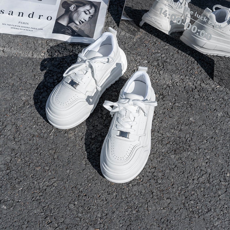 Uncle'S Height Increasing Platform Sneakers Women'S 2025 Spring New All-Match Casual Shoes Sneakers Leather White Shoes Women'S Shoes - Image 3