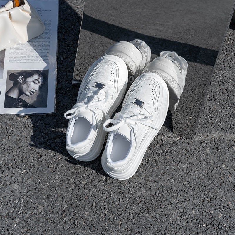 Uncle'S Height Increasing Platform Sneakers Women'S 2025 Spring New All-Match Casual Shoes Sneakers Leather White Shoes Women'S Shoes - Image 5