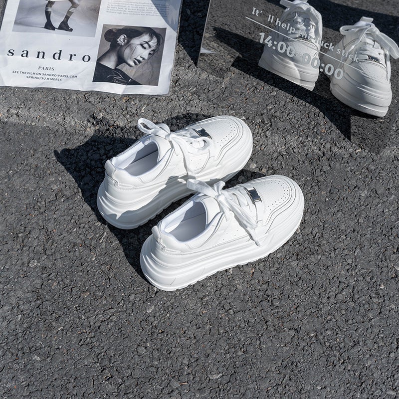 Uncle'S Height Increasing Platform Sneakers Women'S 2025 Spring New All-Match Casual Shoes Sneakers Leather White Shoes Women'S Shoes - Image 4