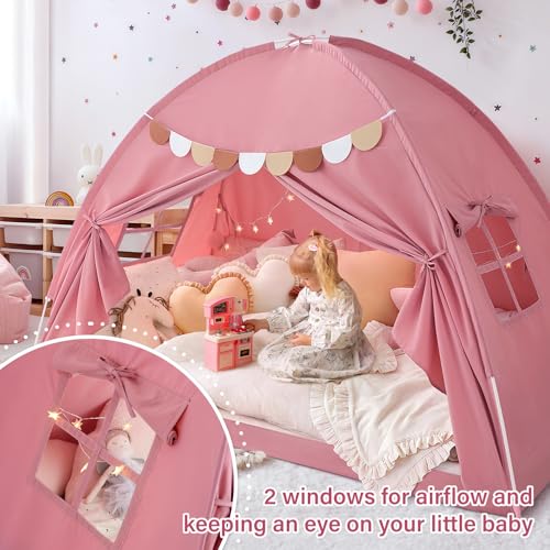 Avrsol Bed Tent Twin Bed Canopy for Kids Girls Tents Toddler Portable Sleeping Tents Indoor Pink Bunk Canopy Floor Playhouse for Twin Size Bed for Birthday Toy House Gift - Image 5