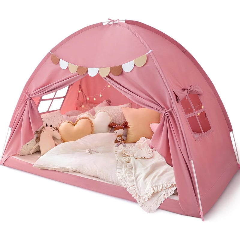 Avrsol Bed Tent Twin Bed Canopy for Kids Girls Tents Toddler Portable Sleeping Tents Indoor Pink Bunk Canopy Floor Playhouse for Twin Size Bed for Birthday Toy House Gift - Image 2