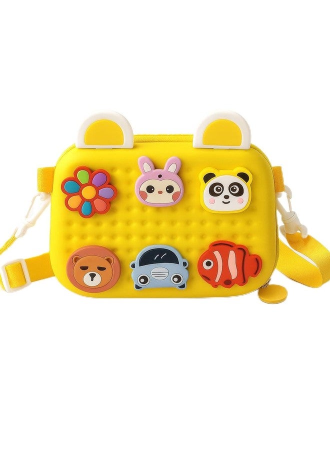 Skoolster Kids Cute Cartoon Crossbody Bag - 3D Animal & Car Design Silicone Shoulder Purse for Toddlers and Girls | Lightweight Waterproof Mini Bag for Travel, School & Outdoor Play (Yellow) - Image 1