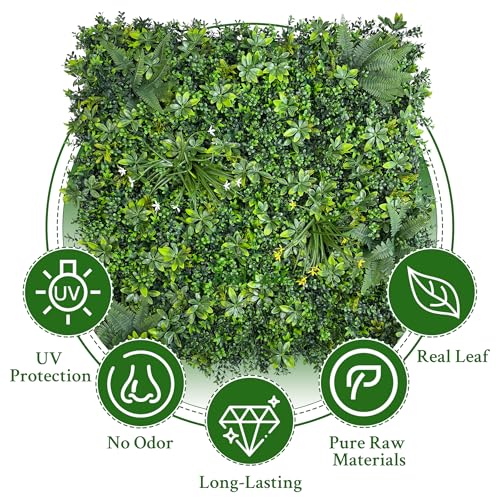 ODTORY Artificial Greenery Wall Panels: 40"x 40" Faux Grass Wall Backdrop Boxwood Ivy Privacy Screen with UV Protection,Fake Hedge Fence for Outdoor,Indoor,Garden,Backyard and Home Decor - Image 4