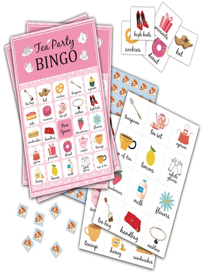 Levitatinyear Tea Bingo Game, Blush Pink Themed Party Games with 24 Players, Garden Tea Party Favors for Family, Scrumptious Party Supplies Activities - Image 1