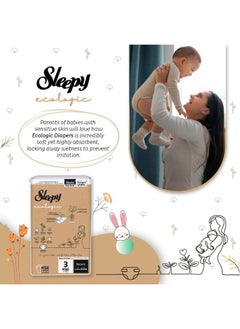 Sleepy Pack Of 168 Baby Ecologic Size 3, Hypoallergenic, Plant-Based, Biodegradable, Sustainable, Premium Taped Diapers With High Absorption, Organic Baby Dry Diaper 4-10 Kg, 100% Leakproof  - Image 3