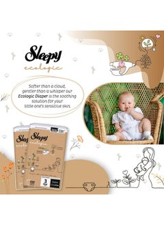 Sleepy Pack Of 168 Baby Ecologic Size 3, Hypoallergenic, Plant-Based, Biodegradable, Sustainable, Premium Taped Diapers With High Absorption, Organic Baby Dry Diaper 4-10 Kg, 100% Leakproof  - Image 2