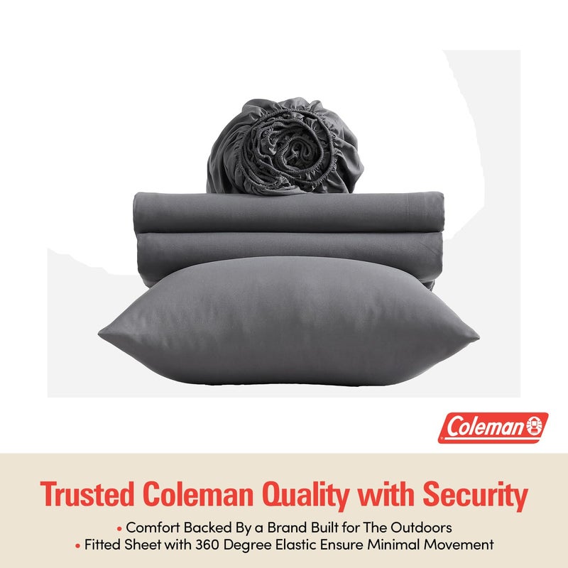 Coleman Twin XL Sheets Set â€“ Durable Home Bedding with Outdoor Heart, Stylish & Reliable for Bedroom or Cabin â€“ Premium Solid Color, Built for Comfort, Style & Occasional Outdoor Use, Gray - Image 2