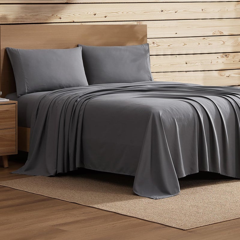 Coleman Twin XL Sheets Set â€“ Durable Home Bedding with Outdoor Heart, Stylish & Reliable for Bedroom or Cabin â€“ Premium Solid Color, Built for Comfort, Style & Occasional Outdoor Use, Gray - Image 1