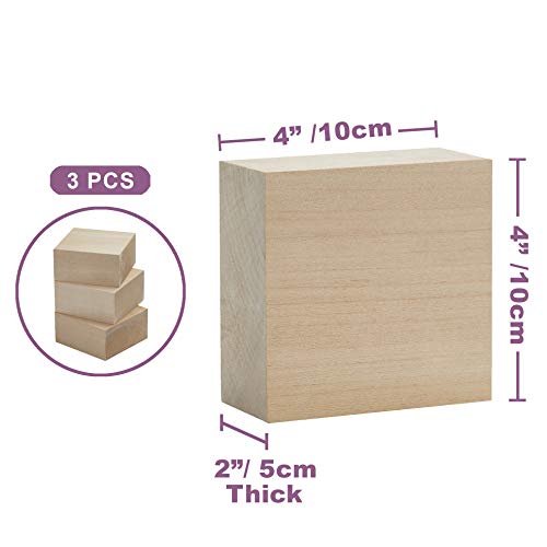 Craftiff Basswood Carving Blocks Large 4x4x2 inch Wood Blanks DIY Wood Signs for Crafts by Craftiff - Image 2