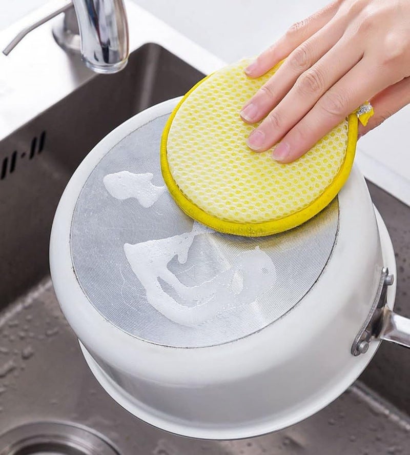 SHAPAT 2in1 Dishwashing Scrub Sponge for Kitchen Round Sponge Cleaning Dishes and Cookware 15 - Image 3