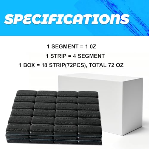 EASYBERG 1oz. Stick on Wheel Weights, Tire Balancing Wheel Weights for Motorcycles, Cars, Trucks, SUVs, Low Profile, Total 72pcs 72oz. - Image 2