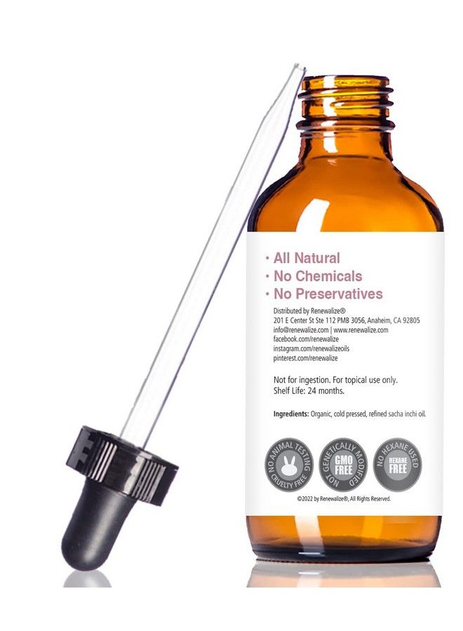 Renewalize Organic Sacha Inchi Seed Oil : 100% Pure All Natural Cold Pressed : Large 4 Oz Glass Bottle : Locks In Moisture For Face Body And Hair - Image 4