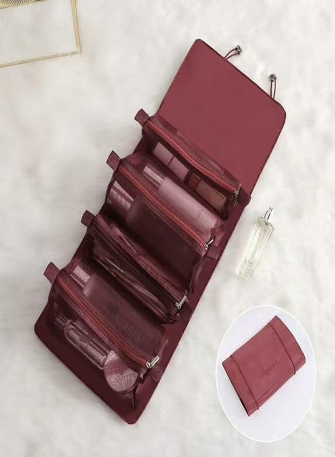 NISHIV Makeup Cosmetic Bag Makeup Pouch Toiletry Bag 4 Removable Storage Bags Travel Makeup Organizer Bags for Women Men Cosmetic Pouch Cosmetic Bags for Brush (Maroon) - Image 4
