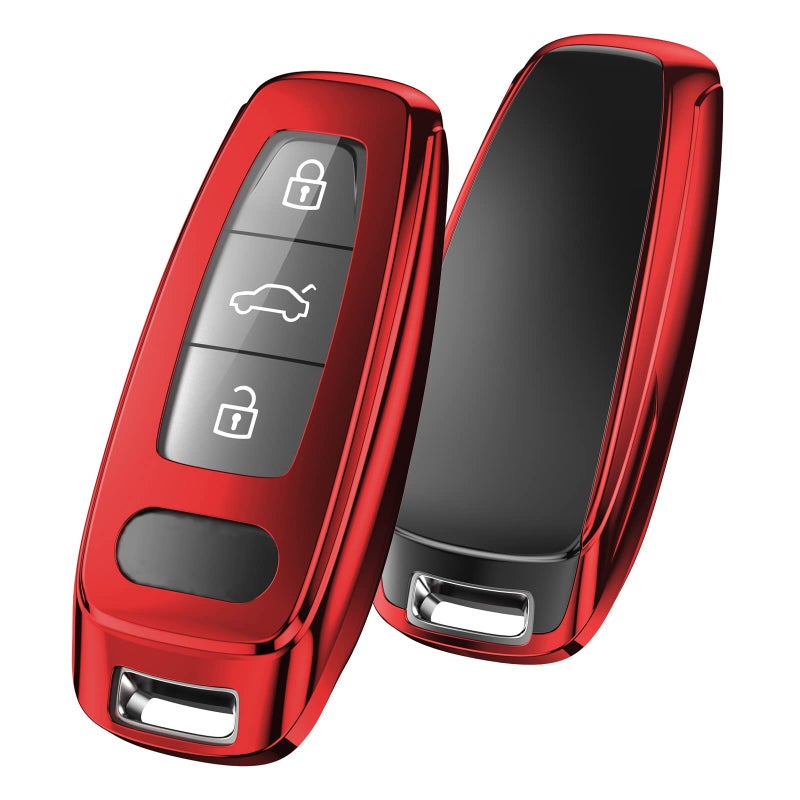 ELOHEI for Audi Key Fob Cover Special Soft TPU Key Case Cover Protector Compatible with Audi A6L A6 A7 A8 Q7 Q8 ETron 20182022 A3 S3 S6 SQ7 RS6 S7 RS7 Smart KeyRed