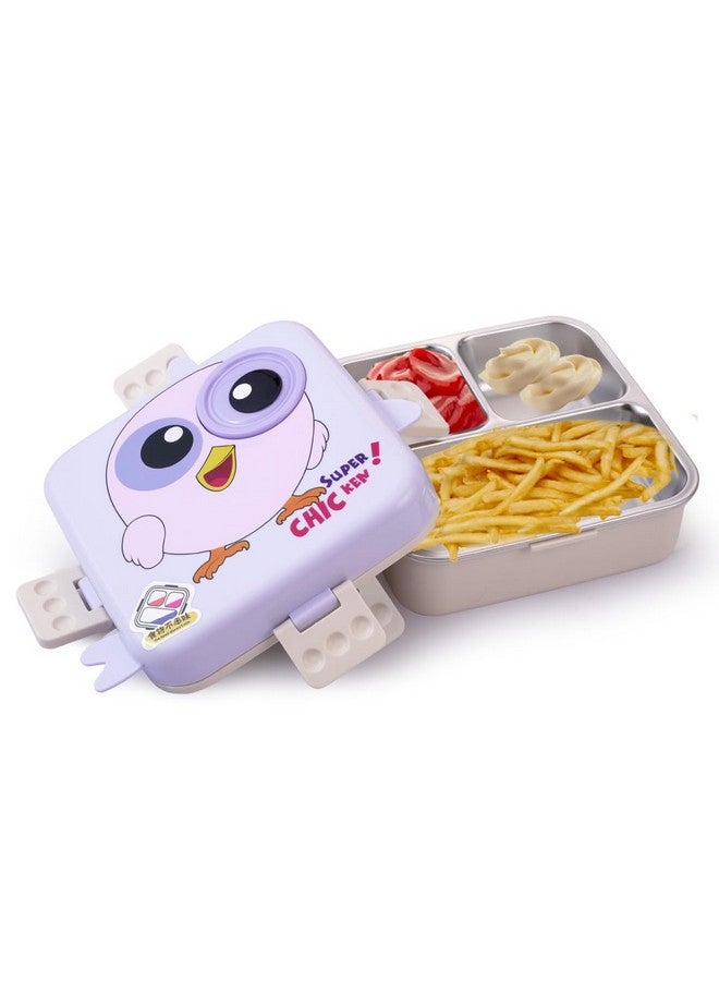 ATTRO Carnival Super Birdy Lunch Box 2 Layer Stainless Steel Lunch Box Comes with 1 Detachable Tray, 1 Small Container & 1 Spoon Ideal for Kids BPA Free 1120ml+70ml- Snow Blue - Image 1