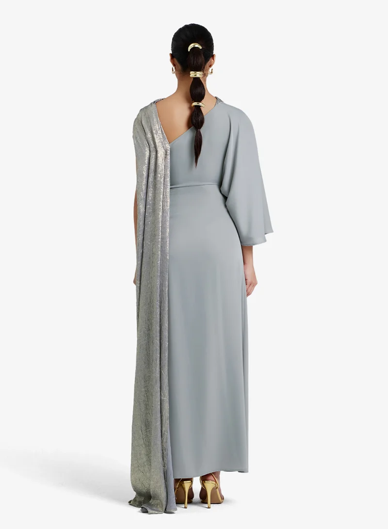 CHASE One-Shoulder Draped Kaftan