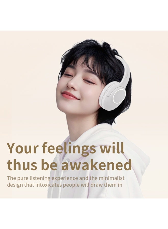 Erazer New EH108 Bluetooth Headphones with Heavy Bass and Noise Cancellation for Gaming Adjustable lighting-Beige - Image 4