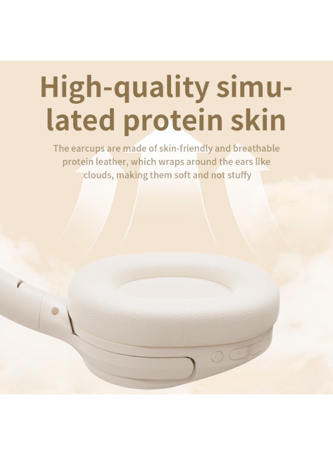 Erazer New EH108 Bluetooth Headphones with Heavy Bass and Noise Cancellation for Gaming Adjustable lighting-Beige - Image 5