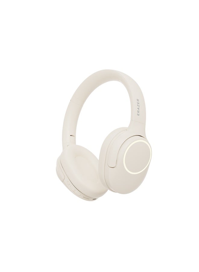 Erazer New EH108 Bluetooth Headphones with Heavy Bass and Noise Cancellation for Gaming Adjustable lighting-Beige - Image 1