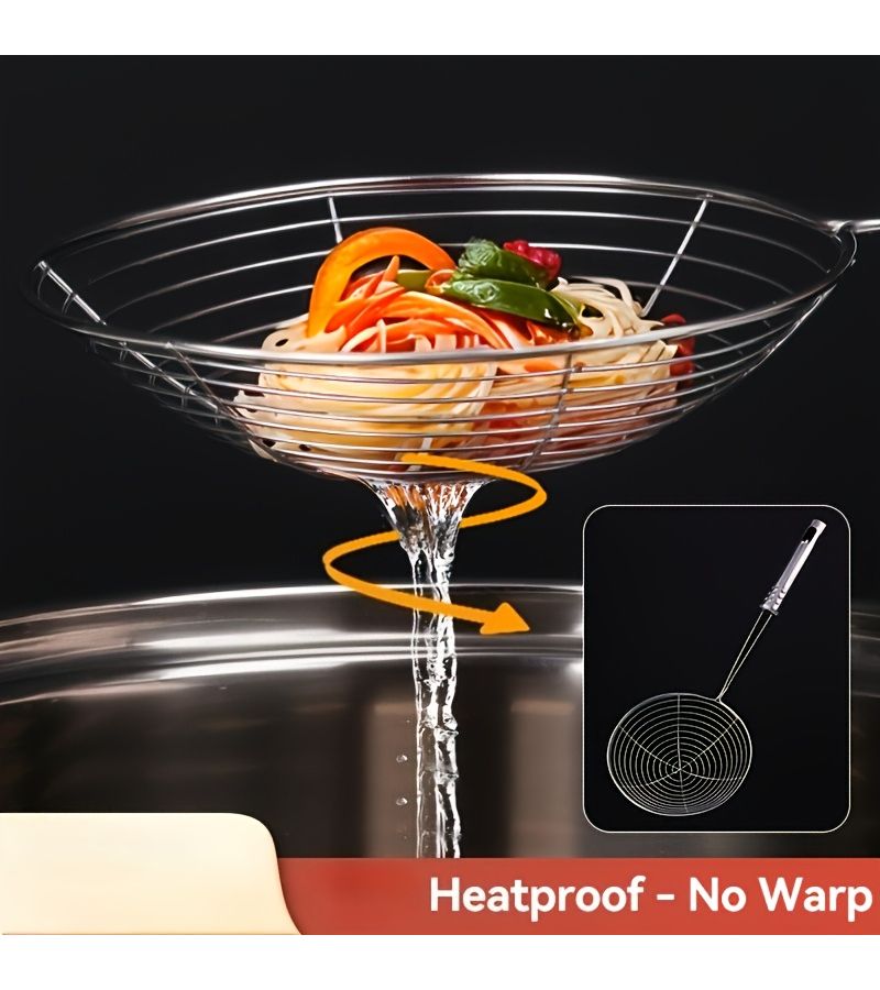 Stainless Steel Strainer Ladle With Ergonomic Handle Wire Skimmer Spoon For Cooking Frying Dumplings Noodles 1pc Kitchen Essentials Durable Kitchenware - Image 2