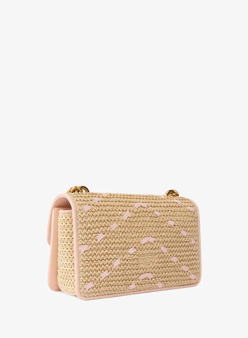 PINKO Mini Love Bag One handbag chevron raffia
