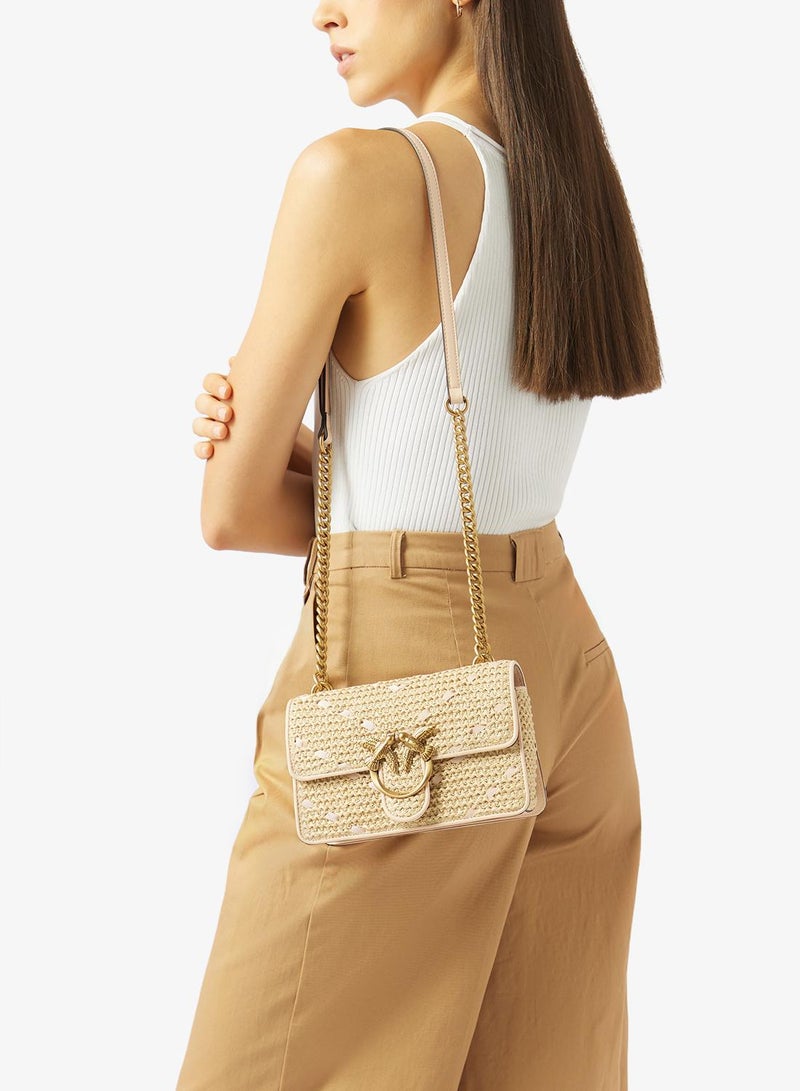 PINKO Mini Love Bag One handbag chevron raffia - Image 2