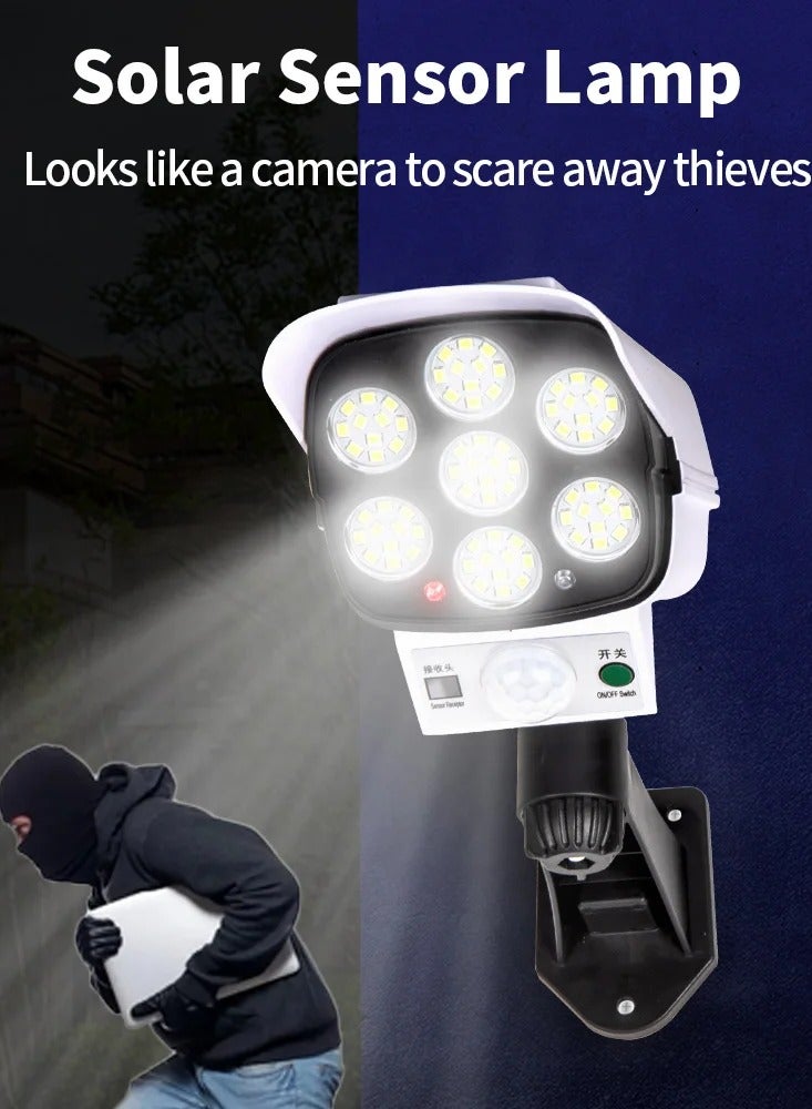 ارواق 77 LED أضواء شمسية خارجية مقاومة للماء مصباح شمسي خارجي مستشعر حركة مدمج بطارية ليثيوم 2400 مللي أمبير كاميرا أمان (بدون حامل) - Image 2