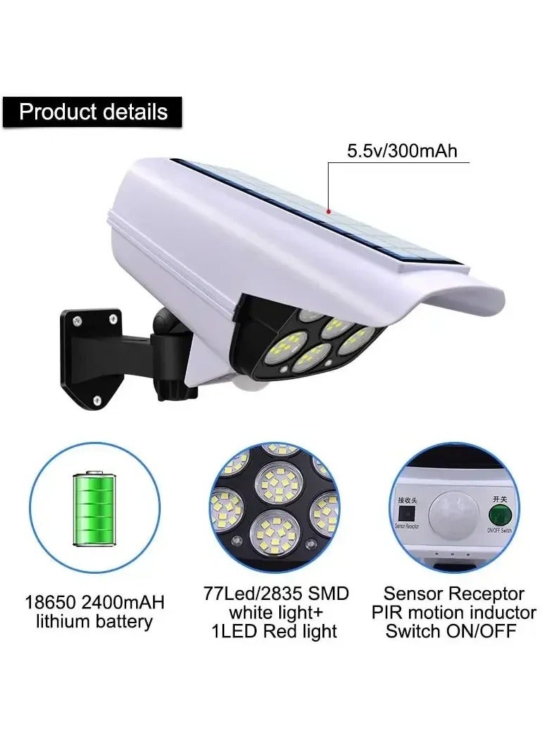 ارواق 77 LED أضواء شمسية خارجية مقاومة للماء مصباح شمسي خارجي مستشعر حركة مدمج بطارية ليثيوم 2400 مللي أمبير كاميرا أمان (بدون حامل) - Image 3