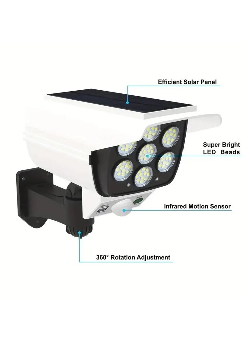 ارواق 77 LED أضواء شمسية خارجية مقاومة للماء مصباح شمسي خارجي مستشعر حركة مدمج بطارية ليثيوم 2400 مللي أمبير كاميرا أمان (بدون حامل) - Image 4