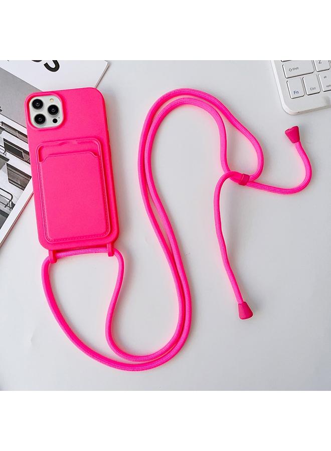 اس-توب جراب هاتف iPhone 15 Pro Max Crossbody مزود بحبل مرن من السيليكون وحامل بطاقات - Image 1