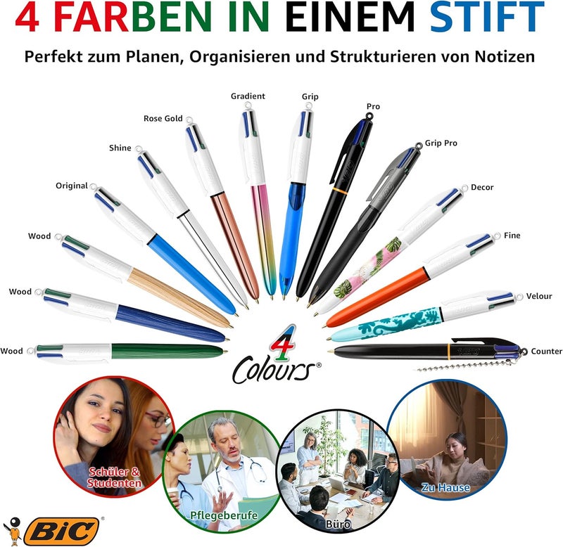 BIC 4 Colours Pro Retractable Ballpoint Pen - Pack of 12 - Image 5