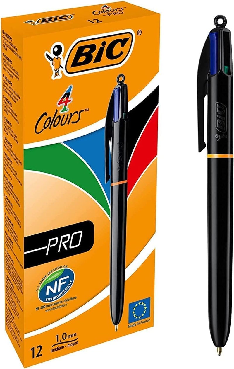 BIC 4 Colours Pro Retractable Ballpoint Pen - Pack of 12 - Image 1
