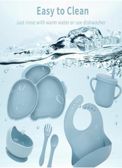 Joyelink Silicone Baby Feeding Set, 8 Pcs Baby Led Weaning Supplies with Rabbit Suction Plates, Toddler Bowls Forks and Spoons Bib Cup  - Image 5