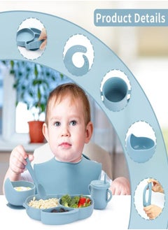 Joyelink Silicone Baby Feeding Set, 8 Pcs Baby Led Weaning Supplies with Rabbit Suction Plates, Toddler Bowls Forks and Spoons Bib Cup  - Image 2