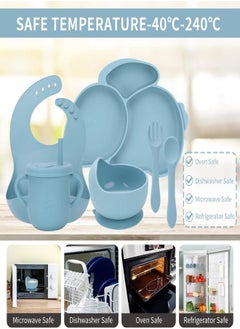 Joyelink Silicone Baby Feeding Set, 8 Pcs Baby Led Weaning Supplies with Rabbit Suction Plates, Toddler Bowls Forks and Spoons Bib Cup  - Image 3