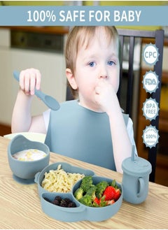 Joyelink Silicone Baby Feeding Set, 8 Pcs Baby Led Weaning Supplies with Rabbit Suction Plates, Toddler Bowls Forks and Spoons Bib Cup  - Image 4
