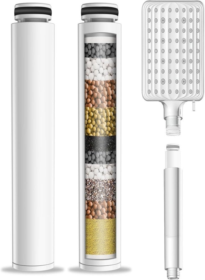 MakeFit فلتر رأس الدش MakeFit لرأس الدش المحمول، عبوة من قطعتين من فلاتر تنقية المياه البديلة للمياه العسيرة - إزالة الكلور والمواد الضارة لحماية بشرتك وشعرك - للطراز S6526/S7727 - Image 1