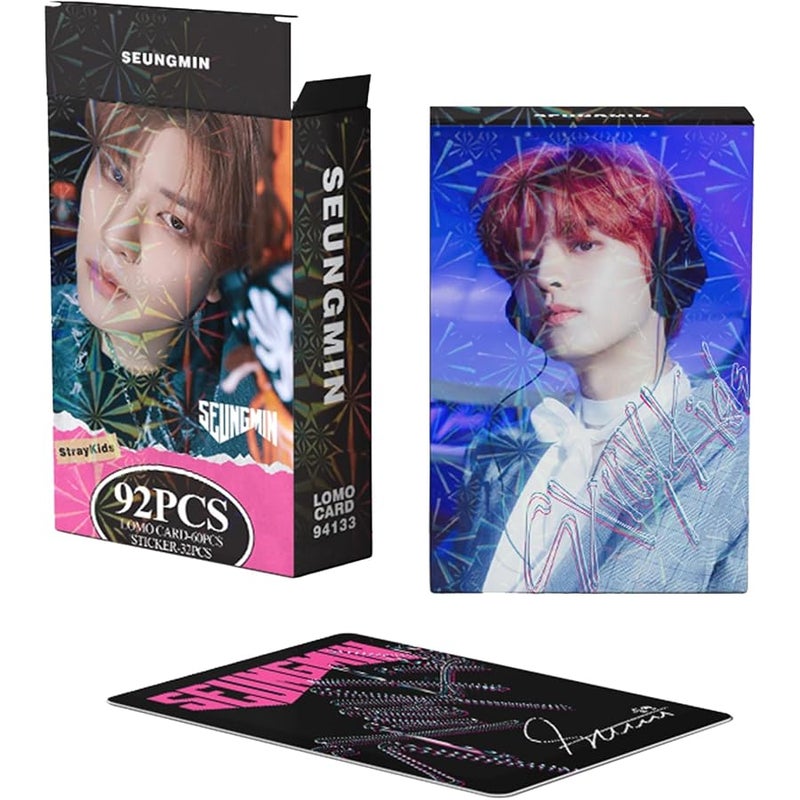 Stray Kids Photocards 60 PCS SKZ Rock Star Album Photo Cards with 32 PCS Stickers KPOP Gift Lomo Cards Merch for SKZ Boys and Girls (SEUNGMIN) - Image 4