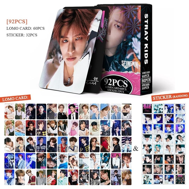 Stray Kids Photocards 60 PCS SKZ Rock Star Album Photo Cards with 32 PCS Stickers KPOP Gift Lomo Cards Merch for SKZ Boys and Girls (SEUNGMIN) - Image 2