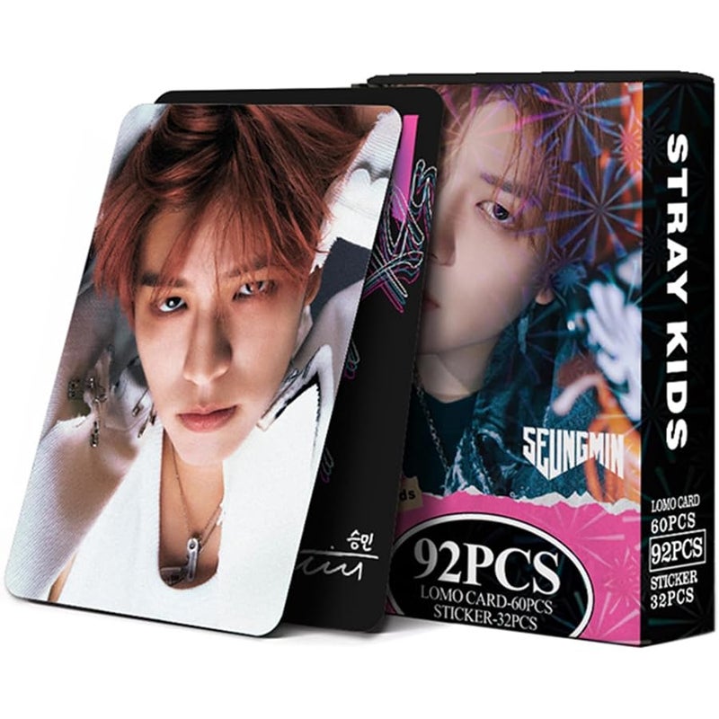 Stray Kids Photocards 60 PCS SKZ Rock Star Album Photo Cards with 32 PCS Stickers KPOP Gift Lomo Cards Merch for SKZ Boys and Girls (SEUNGMIN) - Image 1