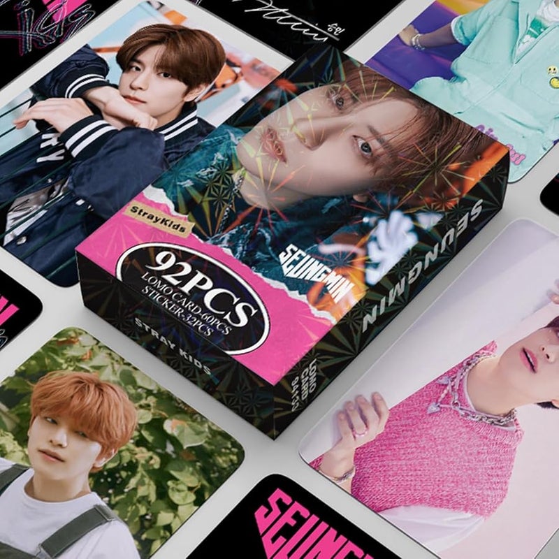 Stray Kids Photocards 60 PCS SKZ Rock Star Album Photo Cards with 32 PCS Stickers KPOP Gift Lomo Cards Merch for SKZ Boys and Girls (SEUNGMIN) - Image 5