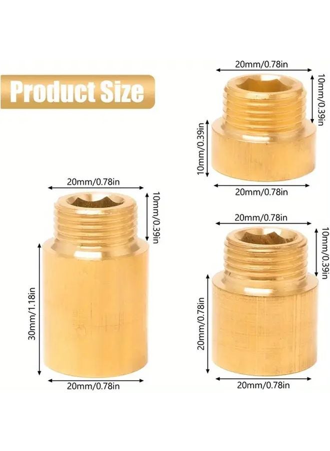 3pcs Brass Faucet Adapter Extension Set 1 2 Inch Diameter Shower Head Connector - Image 3