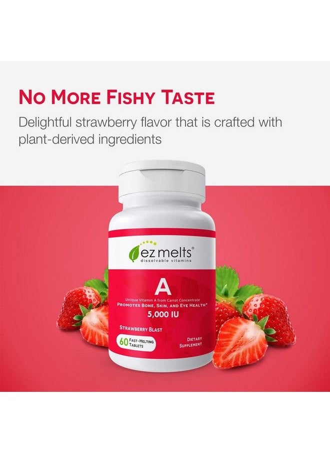 EZ Melts - Vitamin A 5000 Iu As Retinol Supplements Dissolvable Vitamin A Supplement To Support Immune Skin & Eye Health Vegan Vitamin A Supplements Retinol Vitamin A Tablets With Zero Sugar - Image 1