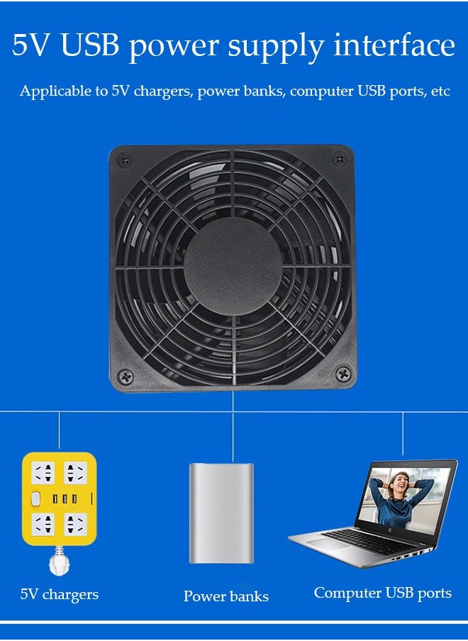 DUNISO - Usb Cooling Fan, Radiator Base, Industrial Control Host Power Distribution Cabinet Bracket, Suitable For Router Rack Diy Audio And Video Network Cabinet Server Cooling Engineering And Equipment Workstation Mining Machine Laptop Cooling Fan Bracket (Dual Fan) - Image 1